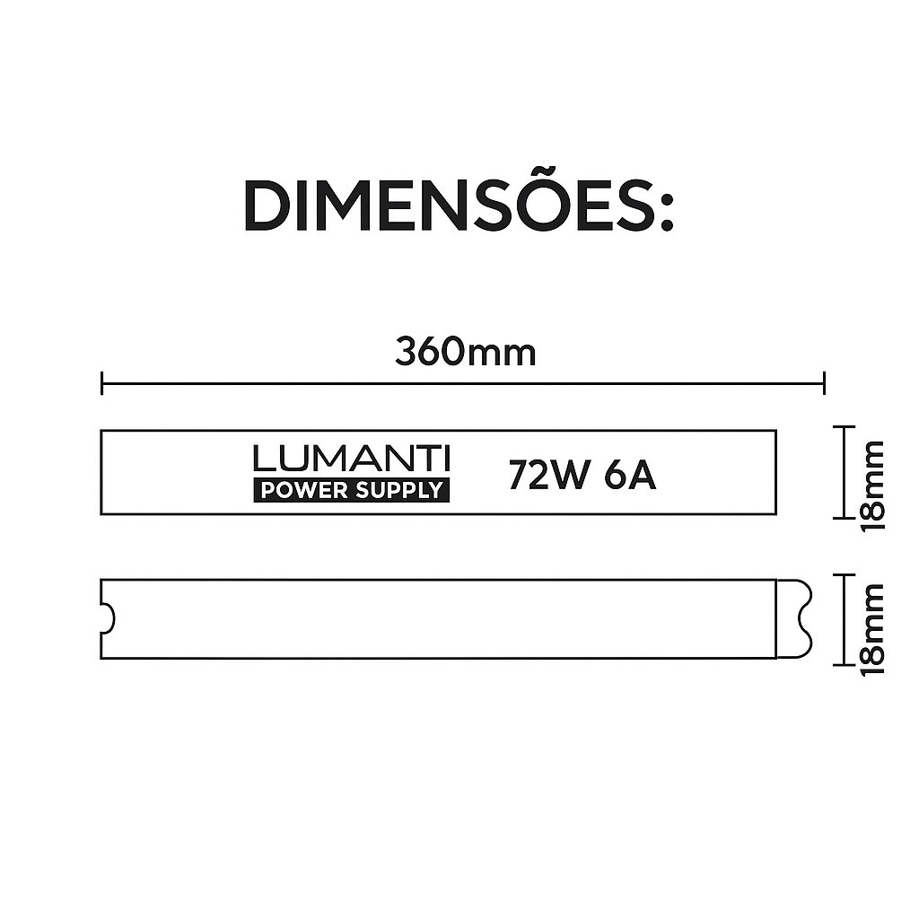 Fonte Slim Para Fita Led 72W 6A 12V Bivolt - Lumanti