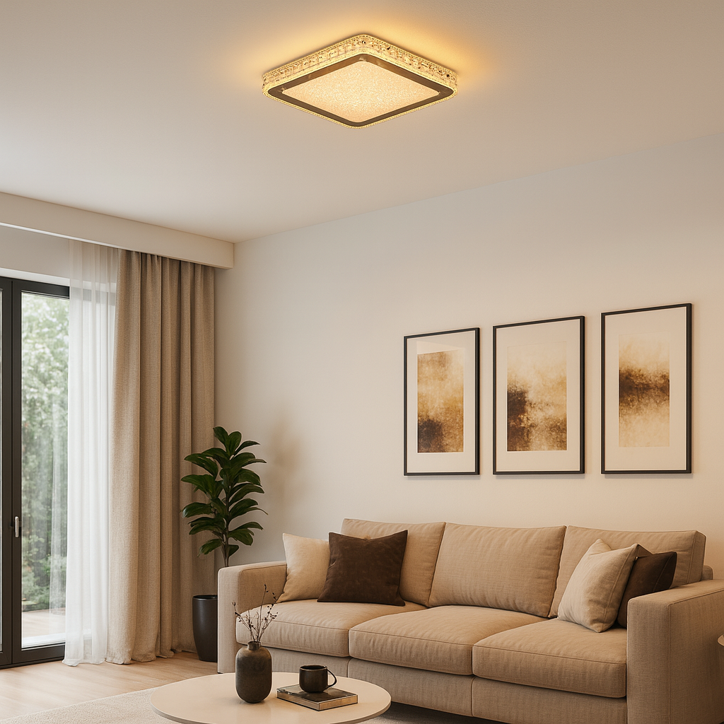 Plafon Led Acrilico Gemini 24w Branco Quente 40x40 Bivolt