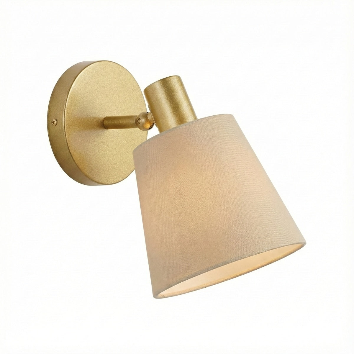 Arandela Cabeceira com Cúpula Crua Bege Pipe Dourado Metalizado