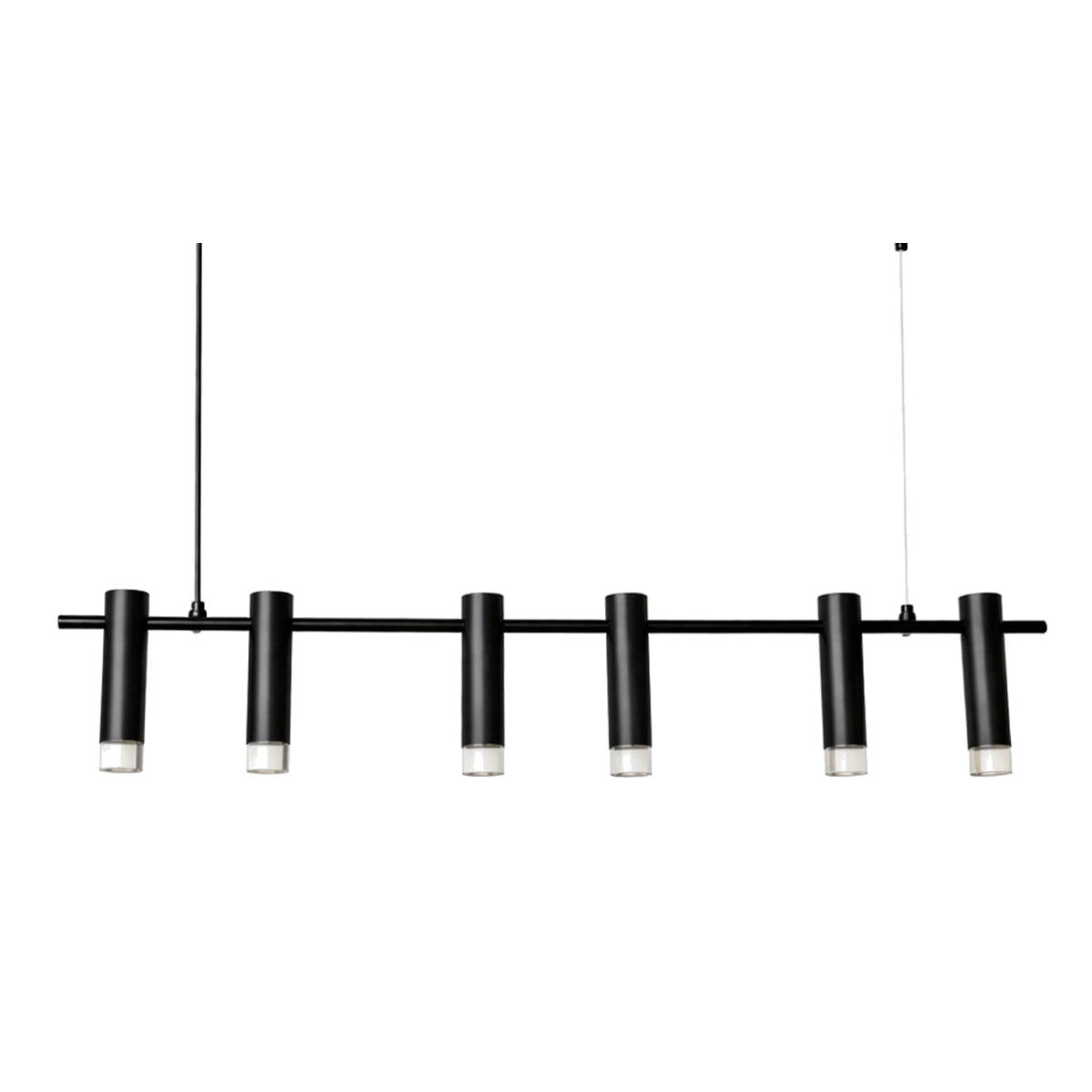 Pendente Turim Sabre 6 Spots MR11 GU10 Preto com Acrílico Cristal