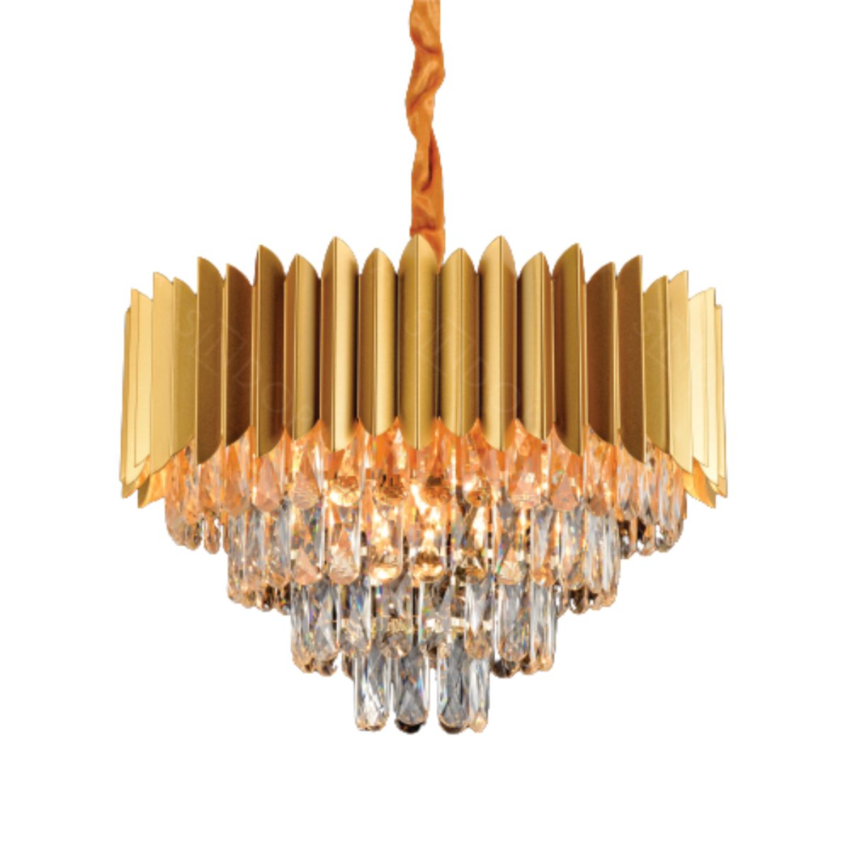 Luminária Pendente Golden Crystal 50Cm Dourado Sindora