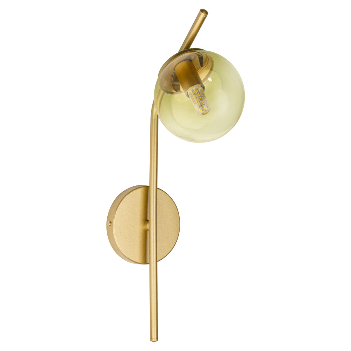 Arandela Parede Stick Light Dourado Globo Âmbar 10Cm