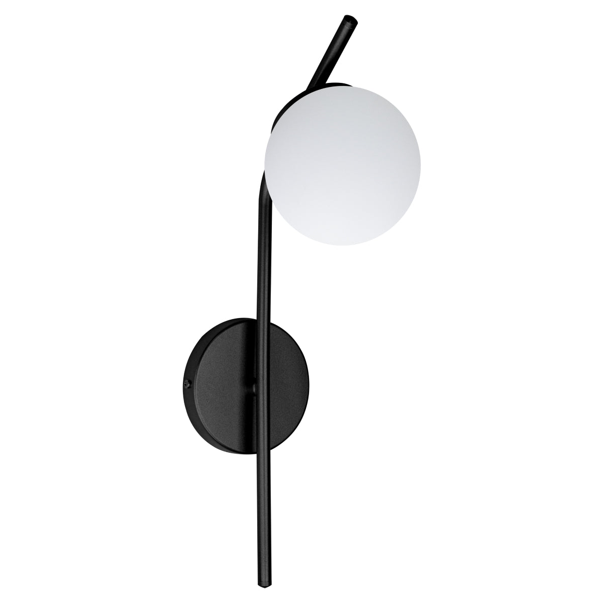 Arandela Parede Stick Light Preto Globo Leitoso 10Cm