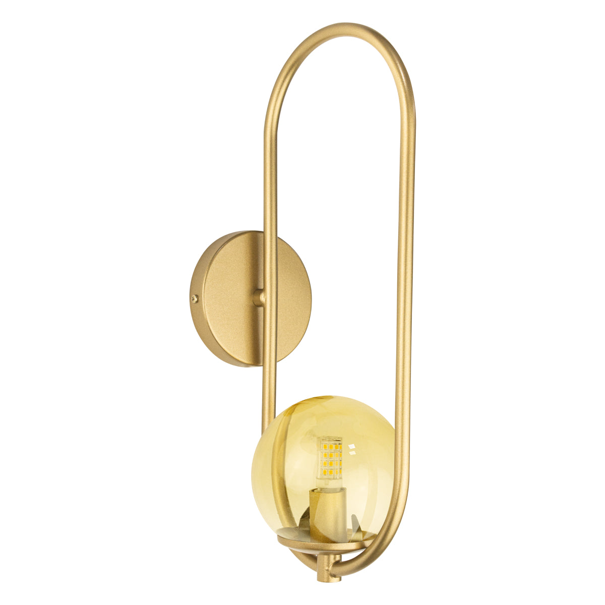 Arandela Arkom Light Parede Dourado Globo Âmbar 10Cm