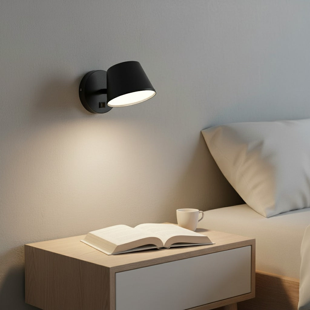 Arandela Luminária De Parede Cabeceira De Cama Com Interruptor Lens Preto Para Leitura