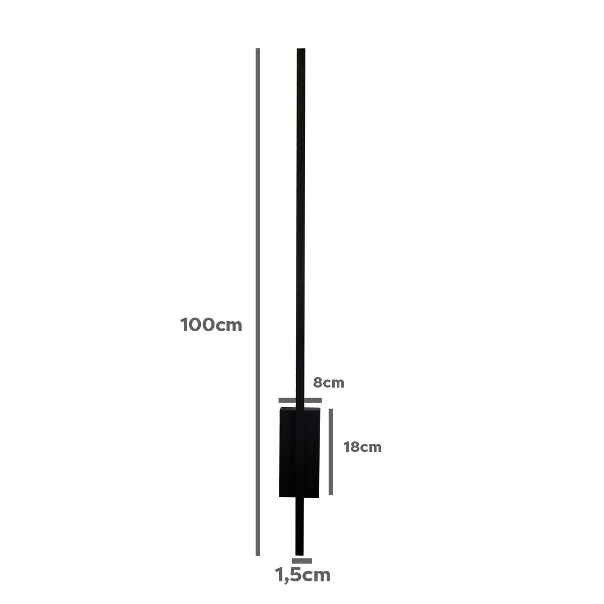 Arandela Perfil Slim Luz Indireta 100Cm 22w 3000K Preto