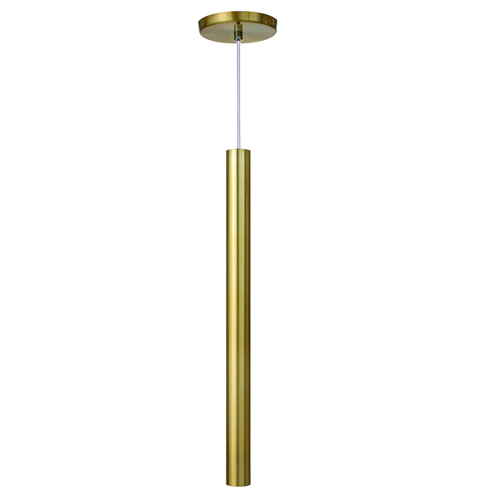 Pendente Luminária Tubo Dourado Cabo Cristal 50 Cm