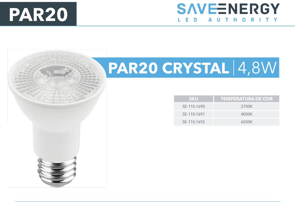 Lâmpada Led Par20 4,8w Save Energy 2700k Branco Quente