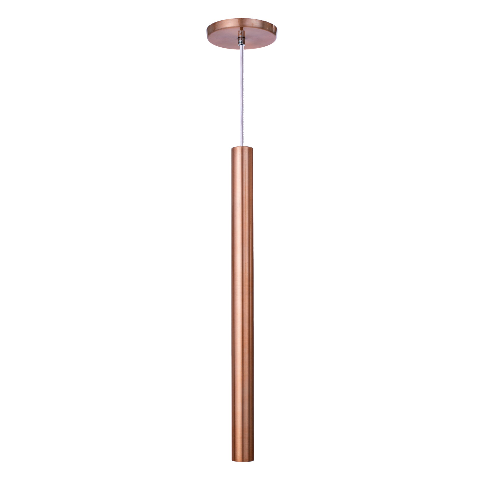 Pendente Luminária Tubo Rose Gold Cabo Cristal 50 Cm