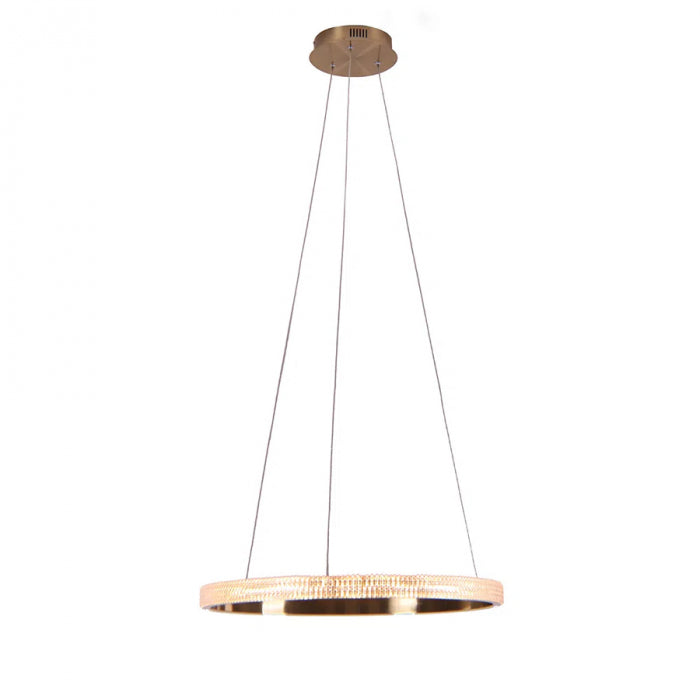 Luminária Pendente Oca Dourado 60Cm 32w 3000k Bella