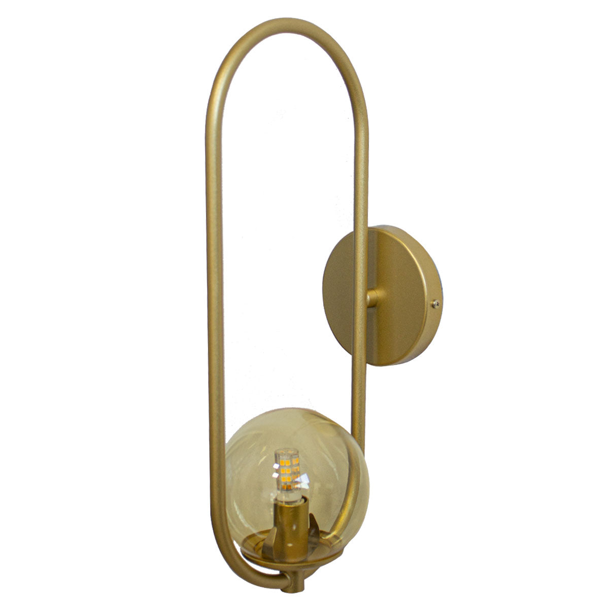 Arandela Arkom Light Parede Dourado Globo Âmbar 10Cm