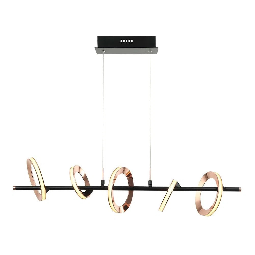 Luminária Pendente Ginga Rose Gold e Preto 27w 85CM Bella