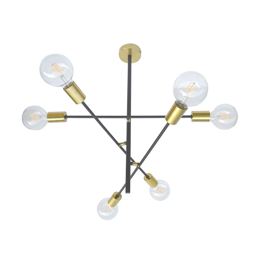 Luminária Pendente Ares Dourado e Preto 63Cm Bella