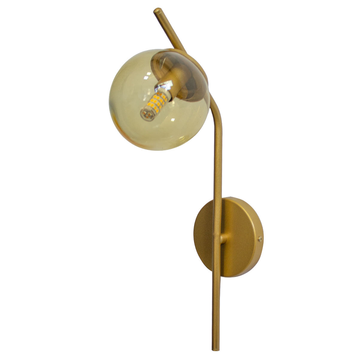 Arandela Parede Stick Light Dourado Globo Âmbar 10Cm