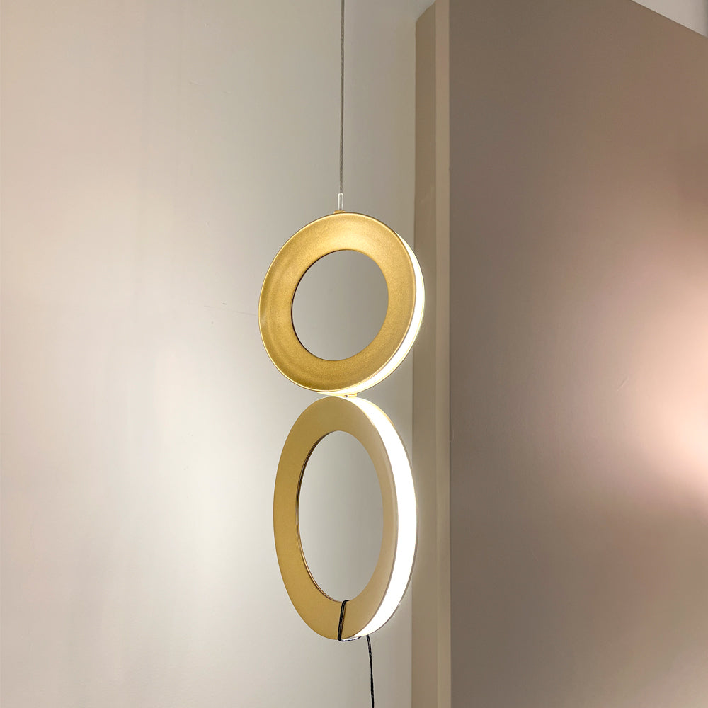 Luminária Pendente Ginga Dourado e Branco 2X5w 3000k Bella